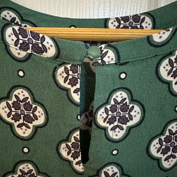 LOFT Green and White Midi Dress Casual Crew Neck Short Sleeve - Picture 4 of 8